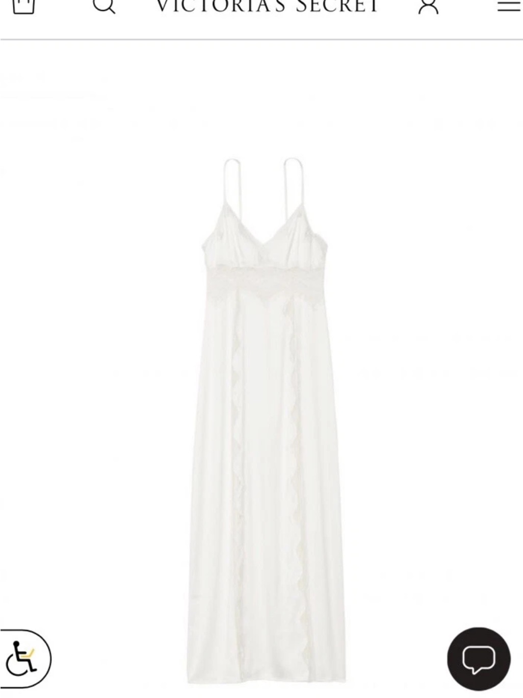 New Victoria’s Secret White Lace-Trim Long Slip Nightgown